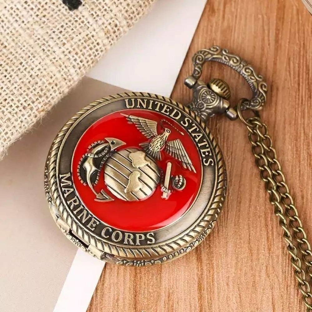 Marines Pocket Watch USMC Military NEW Gift for Marine Retirement - Picture 3 of 4